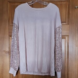 Maurices Rose Gold Sequin Sleeve Sweatshirt